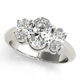 Signature Three-Stone Oval Diamond Engagement Ring — 9K/18K Gold & Platinum