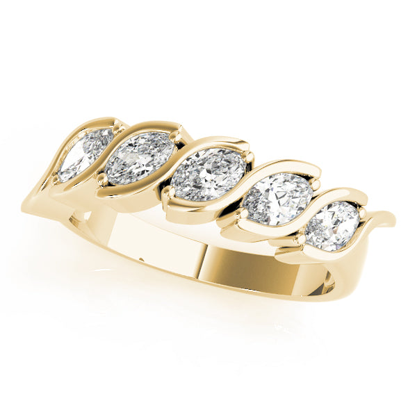 Fancy Marquise Bar Set Half Eternity Ring in Gold & Platinum