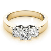 Bespoke Three-Stone Round Diamond Engagement Ring — 9K/18K Gold & Platinum
