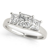 Eternal Three-Stone Princess Diamond Engagement Ring — 9K/18K Gold & Platinum