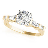 Statement Fancy Shape Baguette Remounts Round Diamond Engagement Ring — 9K/18K Gold & Platinum