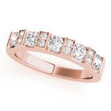 Bar Set Round Half Eternity Ring in Gold & Platinum