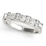 Bar Set Round Half Eternity Ring in Gold & Platinum