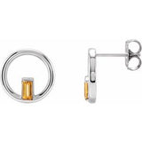 Citrine Baguette Stud Earrings in Gold and Platinum
