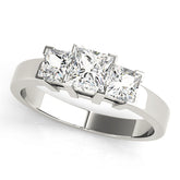 Splendid Three-Stone Princess Diamond Engagement Ring — 9K/18K Gold & Platinum