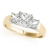 Enchanted Three-Stone Princess Diamond Engagement Ring — 9K/18K Gold & Platinum