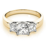Enchanted Three-Stone Princess Diamond Engagement Ring — 9K/18K Gold & Platinum