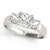 Enchanted Three-Stone Princess Diamond Engagement Ring — 9K/18K Gold & Platinum