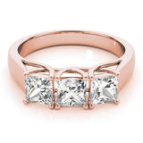 Cherished Three-Stone Princess Diamond Engagement Ring — 9K/18K Gold & Platinum