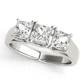Cherished Three-Stone Princess Diamond Engagement Ring — 9K/18K Gold & Platinum