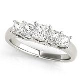 Princess Cut 5 Stone Diamond Ring in 9K White Gold
