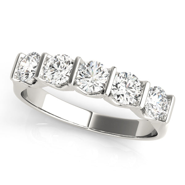 5-Stone Bar Set Half Eternity Ring in Gold & Platinum