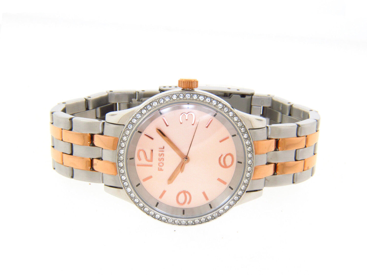 Fossil Stella Bq1419 Ladies Crystals Rose Gold Fac E Steel Case Bracelet Casual