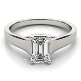 Lab-Grown Emerald Cut D-VVS Diamond Classic Four-Prong Solitaire Engagement Ring.