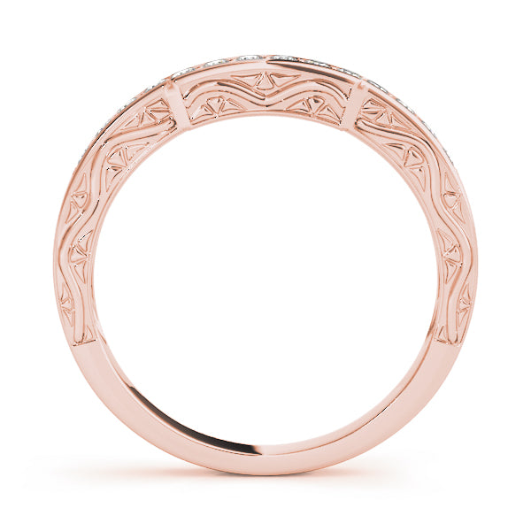 Prong in Channel Curved Half Eternity Ring in Gold & Platinum