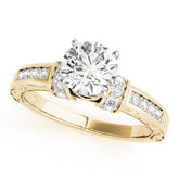 Sophisticated Antique Round Diamond Engagement Ring — 9K/18K Gold & Platinum