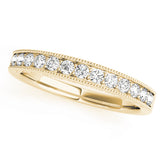 Prong in Channel Milgrain Half Eternity Ring in Gold & Platinum