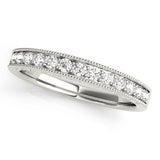 Prong in Channel Milgrain Half Eternity Ring in Gold & Platinum