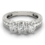 Majestic Three-Stone Oval Diamond Engagement Ring — 9K/18K Gold & Platinum