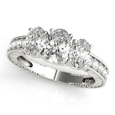 Majestic Three-Stone Oval Diamond Engagement Ring — 9K/18K Gold & Platinum