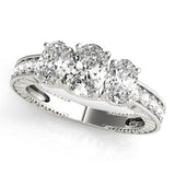 Majestic Three-Stone Oval Diamond Engagement Ring — 9K/18K Gold & Platinum