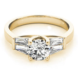 Graceful Fancy Shape Baguette Remounts Round Diamond Engagement Ring — 9K/18K Gold & Platinum