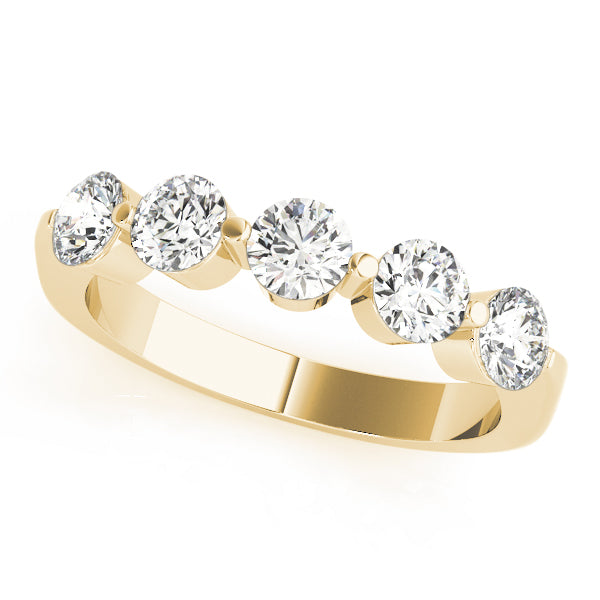5-Stone Single Shared-Prong Half Eternity Ring in Gold & Platinum