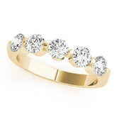 5-Stone Single Shared-Prong Half Eternity Ring in Gold & Platinum