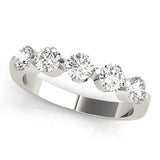 5-Stone Single Shared-Prong Half Eternity Ring in Gold & Platinum