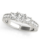Heirloom Three-Stone Princess Diamond Engagement Ring — 9K/18K Gold & Platinum