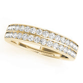 Double Row Prong Set Half Eternity Ring in Gold & Platinum