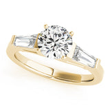 Radiant Three-Stone Baguette Round Diamond Engagement Ring — 9K/18K Gold & Platinum