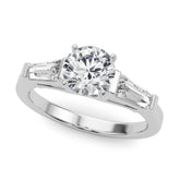 Radiant Three-Stone Baguette Round Diamond Engagement Ring — 9K/18K Gold & Platinum