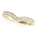 Prong in Channel Milgrain Curved Half Eternity Ring in Gold & Platinum