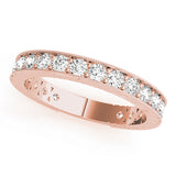 Prong in Channel Milgrain Half Eternity Ring in Gold & Platinum