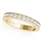 Prong in Channel Milgrain Half Eternity Ring in Gold & Platinum