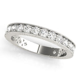 Prong in Channel Milgrain Half Eternity Ring in Gold & Platinum