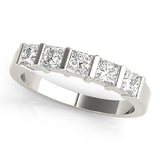 Fancy Princess Half Eternity Ring in Gold & Platinum
