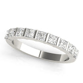 Princess cut diamond half eternity ring in 9k white gold