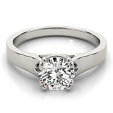 Bague de fiançailles solitaire en diamant rond D-VVS cultivé en laboratoire, serti griffes.