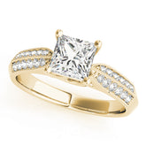 Artisan Trellis Princess Diamond Engagement Ring — 9K/18K Gold & Platinum