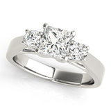 Couture Three-Stone Princess Diamond Engagement Ring — 9K/18K Gold & Platinum