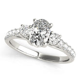 Lustrous Three-Stone Oval Diamond Engagement Ring — 9K/18K Gold & Platinum