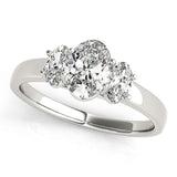 Celestial Three-Stone Oval Diamond Engagement Ring — 9K/18K Gold & Platinum