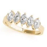 Fancy Marquise Half Eternity Ring in Gold & Platinum