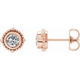 White Sapphire Round Halo Stud Earrings in Gold and Platinum