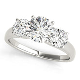 Crowned Three-Stone Round Diamond Engagement Ring — 9K/18K Gold & Platinum
