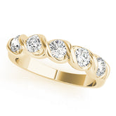 5-Stone Swirled Half Eternity Ring in Gold & Platinum