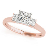 Vintage-Inspired Three-Stone Princess Diamond Engagement Ring — 9K/18K Gold & Platinum