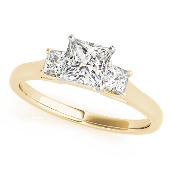 Vintage-Inspired Three-Stone Princess Diamond Engagement Ring — 9K/18K Gold & Platinum